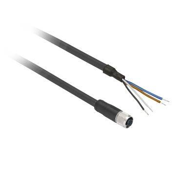 Telemecanique Sensors XZCP1141L2, ön kablolu konnektörler XZ - düz dişi - M12 - 4 pim - kablo PUR 2m - 1