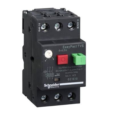 Schneider Electric GZ1E10, Easy TeSys Motor koruma şalteri GZ1E - 3 kutup - 4..6,3A - termik manyetik koruma - 1