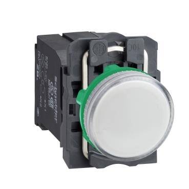 Schneider Electric XB5AV31, 110...120V BA9s ampullü beyaz eksiksiz pilot ışığı Ø22 düz lens - 1