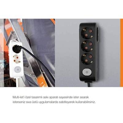 Viko 90113302, Viko Multi-let Topraklı 3'lü 2 m Grup Priz - 2