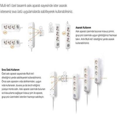 Viko 90113302, Viko Multi-let Topraklı 3'lü 2 m Grup Priz - 4