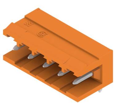 Weidmüller 1238360000, PCB fiş konnektörü, erkek başlık, açık taraf, THT lehim bağlantısı, 5,08 mm, Kutup sayısı: 5, 90°, Lehim pimi uzunluğu (l): 3,2 mm, kalaylı, turuncu - 1