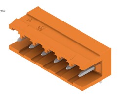 Weidmüller 1238460000, PCB fiş konnektörü, erkek başlık, açık taraf, THT lehim bağlantısı, 5,08 mm, Kutup sayısı: 6, 90°, Lehim pimi uzunluğu (l): 3,2 mm, kalaylı, turuncu