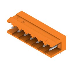 Weidmüller 1238560000, PCB fiş konnektörü, erkek başlık, açık taraf, THT lehim bağlantısı, 5,08 mm, Kutup sayısı: 7, 90°, Lehim pimi uzunluğu (l): 3,2 mm, kalaylı, turuncu