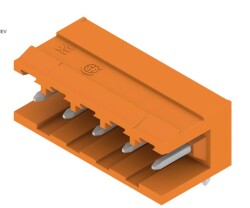 Weidmüller 1239260000, PCB fiş konnektörü, erkek başlık, açık taraf, THT lehim bağlantısı, 5,08 mm, Kutup sayısı: 5, 90°, Lehim pimi uzunluğu (l): 3,2 mm, kalaylı, turuncu