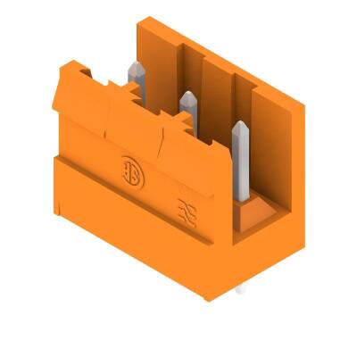 Weidmüller 1239660000, PCB fiş konnektörü, erkek başlık, açık taraf, THT lehim bağlantısı, 5,08 mm, Kutup sayısı: 3, 180°, Lehim pimi uzunluğu (l): 3,2 mm, kalaylı, turuncu - 1