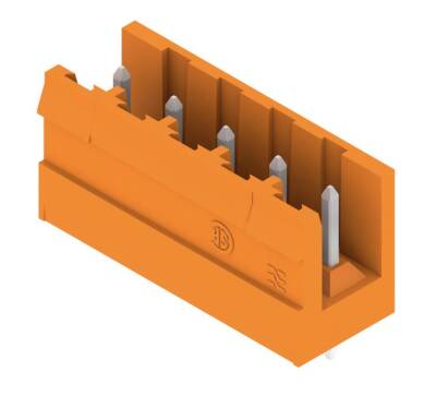 Weidmüller 1239860000, PCB fiş konnektörü, erkek başlık, açık taraf, THT lehim bağlantısı, 5,08 mm, Kutup sayısı: 5, 180°, Lehim pimi uzunluğu (l): 3,2 mm, kalaylı, turuncu - 1