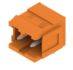 Weidmüller 1241060000, PCB fiş konnektörü, erkek başlık, Blokları sabitlemek için kuyruklar, THT lehim bağlantısı, 5,08 mm, Kutup sayısı: 2, 90°, Lehim pimi uzunluğu (l): 3,2 mm, kalaylı, turuncu