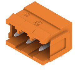 Weidmüller 1241160000, PCB fiş konnektörü, erkek başlık, Blokları sabitlemek için kuyruklu bağlantılar, THT lehim bağlantısı, 5,08 mm, Kutup sayısı: 3, 90°, Lehim pimi uzunluğu (l): 3,2 mm, kalaylı, turuncu