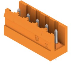 Weidmüller 1271860000, PCB fiş konnektörü, erkek başlık, açık taraf, THT lehim bağlantısı, 5,08 mm, Kutup sayısı: 5, 180°, Lehim pimi uzunluğu (l): 3,2 mm, kalaylı, turuncu