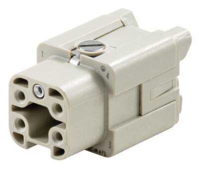 Weidmüller 1498400000, HDC ek parçası, Dişi, 400 V, 16 A, Kutup sayısı: 4, Vida bağlantısı, Boyut: 1 - 1