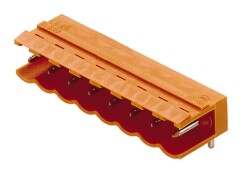 Weidmüller 1508560000, PCB fiş konnektörü, erkek başlık, açık taraf, THT lehim bağlantısı, 5,08 mm, Kutup sayısı: 7, 90°, Lehim pimi uzunluğu (l): 3,2 mm, kalaylı, turuncu