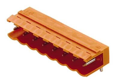 Weidmüller 1508560000, PCB fiş konnektörü, erkek başlık, açık taraf, THT lehim bağlantısı, 5,08 mm, Kutup sayısı: 7, 90°, Lehim pimi uzunluğu (l): 3,2 mm, kalaylı, turuncu - 1