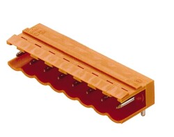 Weidmüller 1508660000, PCB fiş konnektörü, erkek başlık, açık taraf, THT lehim bağlantısı, 5,08 mm, Kutup sayısı: 8, 90°, Lehim pimi uzunluğu (l): 3,2 mm, kalaylı, turuncu