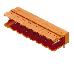 Weidmüller 1508760000, PCB fiş konnektörü, erkek başlık, açık taraf, THT lehim bağlantısı, 5,08 mm, Kutup sayısı: 9, 90°, Lehim pimi uzunluğu (l): 3,2 mm, kalaylı, turuncu - Weidmüller