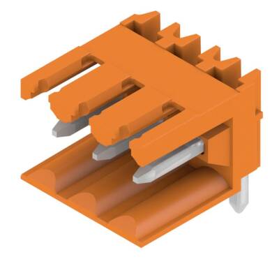 Weidmüller 1597220000, PCB fiş konnektörü, erkek başlık, açık taraf, THT lehim bağlantısı, 3,50 mm, Kutup sayısı: 3, 90°, Lehim pimi uzunluğu (l): 3,2 mm, kalaylı, turuncu - 1