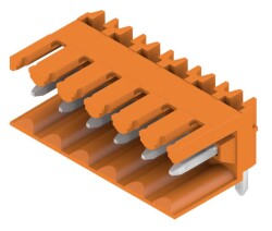 Weidmüller 1597250000, PCB fiş konnektörü, erkek başlık, açık taraf, THT lehim bağlantısı, 3,50 mm, Kutup sayısı: 6, 90°, Lehim pimi uzunluğu (l): 3,2 mm, kalaylı, turuncu