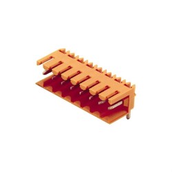 Weidmüller 1597270000, PCB fiş konnektörü, erkek başlık, açık taraf, THT lehim bağlantısı, 3,50 mm, Kutup sayısı: 8, 90°, Lehim pimi uzunluğu (l): 3,2 mm, kalaylı, turuncu