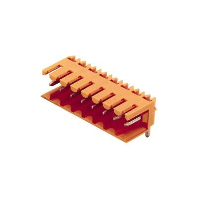 Weidmüller 1597270000, PCB fiş konnektörü, erkek başlık, açık taraf, THT lehim bağlantısı, 3,50 mm, Kutup sayısı: 8, 90°, Lehim pimi uzunluğu (l): 3,2 mm, kalaylı, turuncu - 1