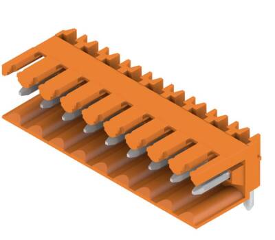 Weidmüller 1597280000, PCB fiş konnektörü, erkek başlık, açık taraf, THT lehim bağlantısı, 3,50 mm, Kutup sayısı: 9, 90°, Lehim pimi uzunluğu (l): 3,2 mm, kalaylı, turuncu - 1