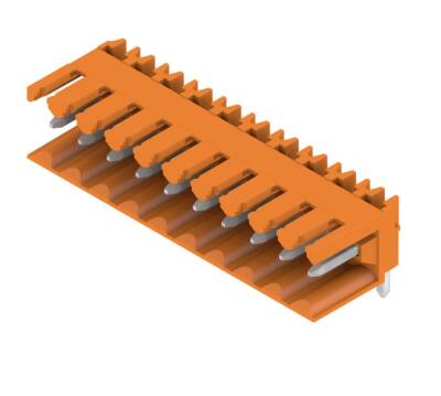 Weidmüller 1597290000, PCB fiş konnektörü, erkek başlık, açık taraf, THT lehim bağlantısı, 3,50 mm, Kutup sayısı: 10, 90°, Lehim pimi uzunluğu (l): 3,2 mm, kalaylı, turuncu - 1