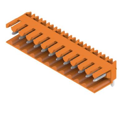 Weidmüller 1597310000, PCB fiş konnektörü, erkek başlık, açık taraf, THT lehim bağlantısı, 3,50 mm, Kutup sayısı: 12, 90°, Lehim pimi uzunluğu (l): 3,2 mm, kalaylı, turuncu - 1