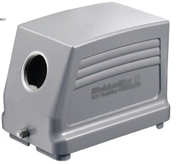 Weidmüller 1650850000, HDC muhafazaları, Boyut: 12, Koruma derecesi: IP65 (takılı durumda), Yandan kablo girişi, Fiş yuvası, Uç kilitleme kelepçesi, alt taraf, Standart, Kablo girişlerinin boyutu: PG 29