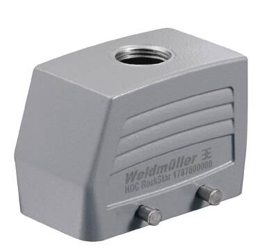 Weidmüller 1654220000, HDC muhafazaları, Boyut: 4, Koruma derecesi: IP65 (takılı durumda), Üstten kablo girişi, Fiş yuvası, Alt tarafta yan kilitleme kelepçesi, Standart, Kablo girişlerinin boyutu: PG 16 - 1