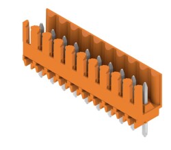 Weidmüller 1605000000,  SL 3.50/10/180 4.5 SN OR BX, PCB fiş konnektörü, erkek başlık, açık taraf, THT lehim bağlantısı, 3,50 mm, Kutup sayısı: 10, 180°, Lehim pimi uzunluğu (l): 4,5 mm, kalaylı, turuncu, Kutu
