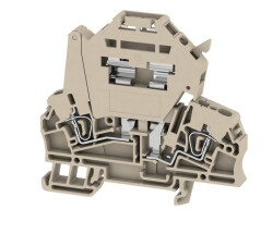 Weidmüller 1616400000, Z serisi, Sigortalı terminal, Nominal kesit: 2,5 mm², Germe klemp bağlantısı, koyu bej, Doğrudan montaj